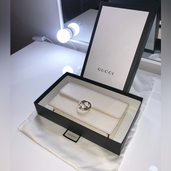 ❌SOLD❌ GUCCI INTERLOCKING G CHAIN LEATHER CROSSBODY BAG - WHITE (NEW WITH TAGS) - Picture 3 of 14